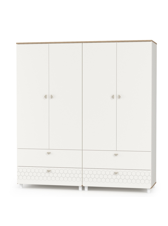 Эйп 13.334 Шкаф для одежды + 13.334 Шкаф для одежды, цвет белый/дуб белый, ШхГхВ 170х51,1х183,8 см., универсальная сборка