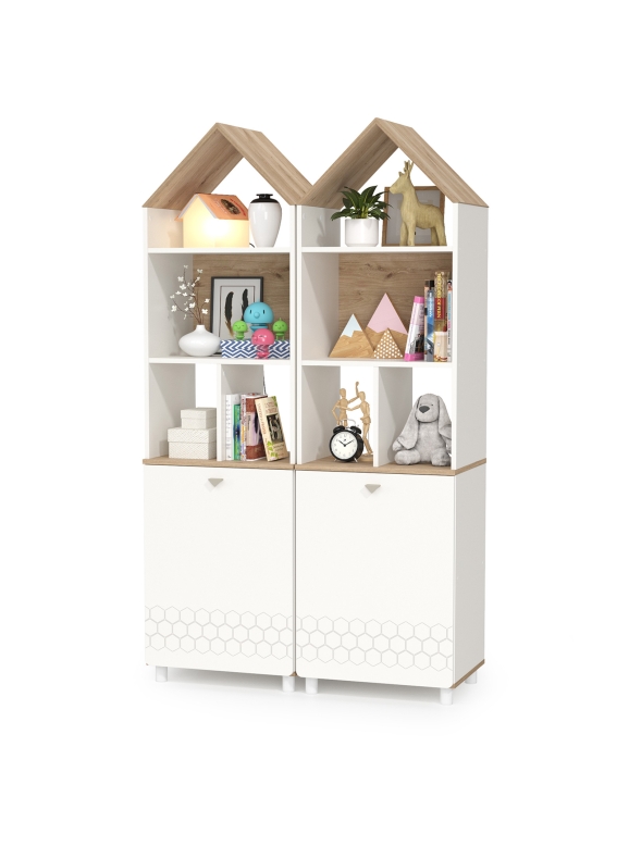 Эйп 13.14 Стеллаж + 13.14 Стеллаж, цвет белый/дуб белый, ШхГхВ 106х41,5х183,8 см., универсальная сборка