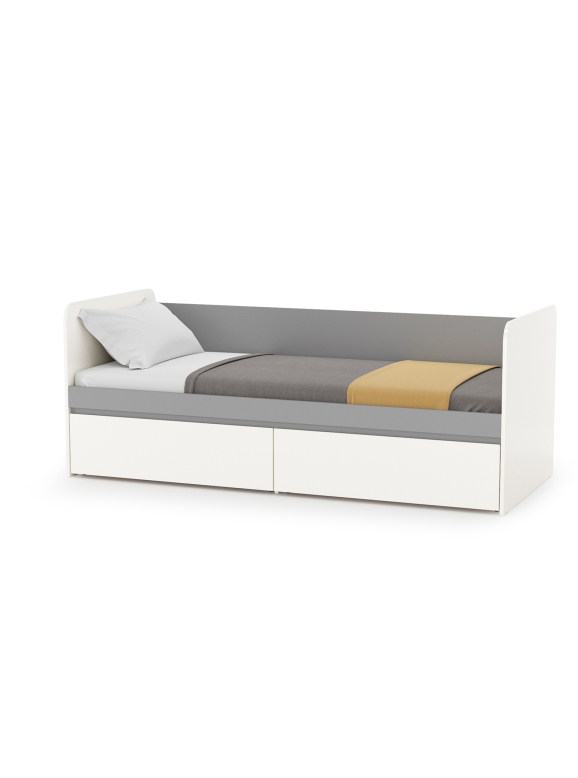 Торонто 11.39 Кровать, цвет белый шагрень/стальной серый, ШхГхВ 194х84,4х75,4 см., сп. м. 800х1900 мм., б/м, основание есть, макс. нагрузка 80 кг.