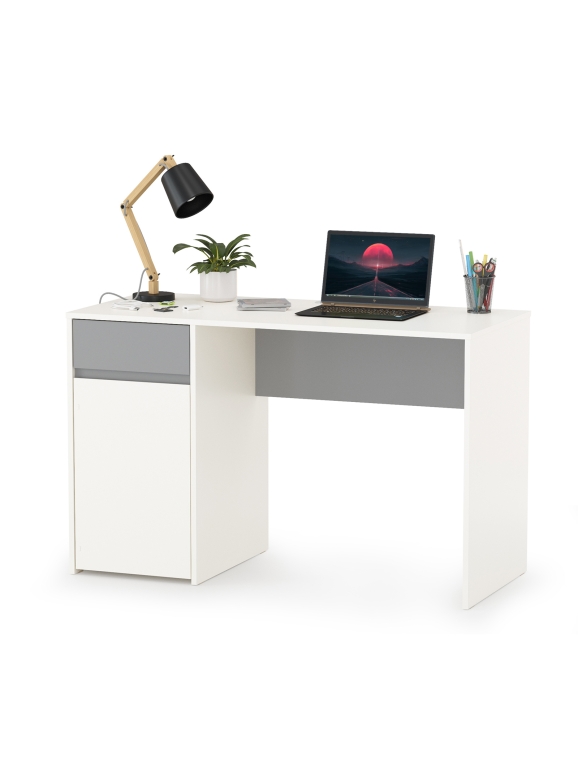 Торонто 12.149 Стол, цвет белый шагрень/стальной серый, ШхГхВ 120х53,1х75,3 см., универсальная сборка