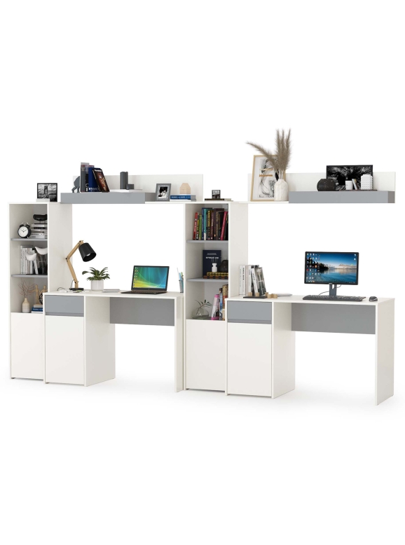 Торонто Компоновка № 08, цвет белый шагрень/стальной серый, ШхГхВ 320х53,1х149,7 см., универсальная сборка