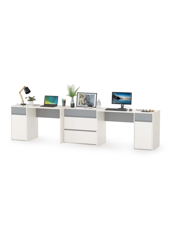 Торонто Компоновка № 09, цвет белый шагрень/стальной серый, ШхГхВ 320х53,1х75,3 см., универсальная сборка