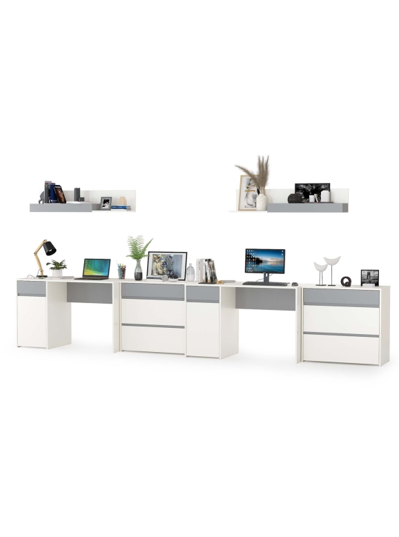 Торонто Компоновка № 13, цвет белый шагрень/стальной серый, ШхГхВ 400х53,1х150 см., универсальная сборка