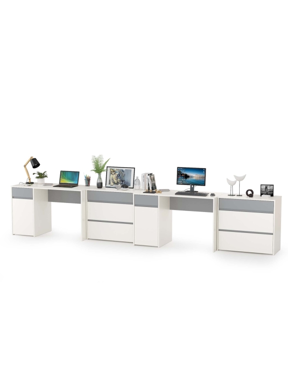 Торонто Компоновка № 14, цвет белый шагрень/стальной серый, ШхГхВ 400х53,1х75,3 см., универсальная сборка