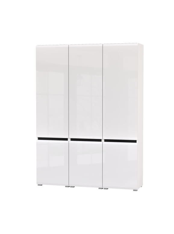 Сидней 13.200 Шкаф 3 штуки, цвет корпус: белый/чёрный/фасады: МДФ белый глянец, ШхГхВ 150х41,3х205,2 см., универсальная сборка