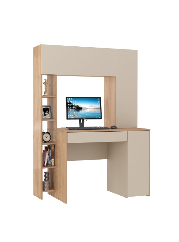 Стол компьютерный Комфорт 12.71, цвет гикори рокфорд натуральный/сатин, ШхГхВ 116,7х60,2х165,4 см., НЕ универсальная сборка