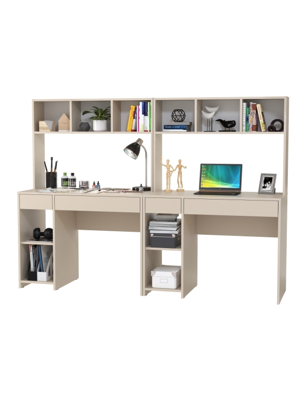 КР100 Стол компьютерный Комфорт 12.77F + Стол компьютерный Комфорт 12.77F, цвет сатин, ШхГхВ 200х49,8х147 см., универсальная сборка