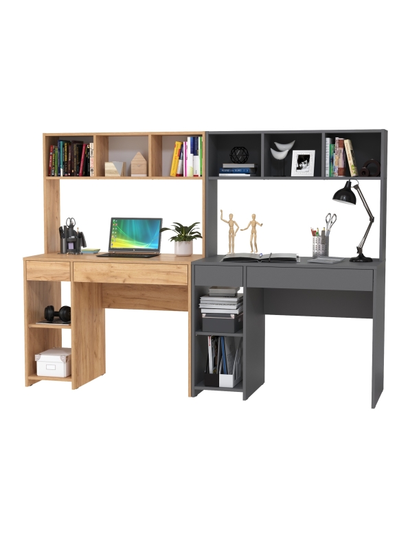 КР100 Стол компьютерный Комфорт12.77F +Стол компьютерный Комфорт 12.77F,цвет дуб крафт золотой/тёмно-серый, ШхГхВ 200х49,8х147 см., универсальная