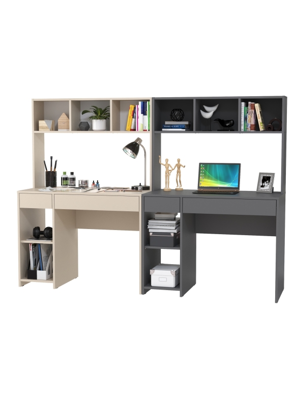 КР100 Стол компьютерный Комфорт 12.77F +Стол компьютерный Комфорт 12.77F,цвет сатин/тёмно-серый,ШхГхВ 200х49,8х147 см.,универс. сборка