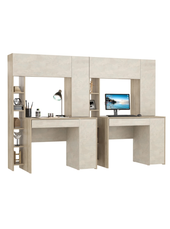 КР100 Стол компьютерный Комфорт 12.71+Стол компьютерный Комфорт 12.71,цвет дуб крафт серый/шёлковый камень,ШхГхВ233,4х60,2х165,4см.НЕ ун.сб.