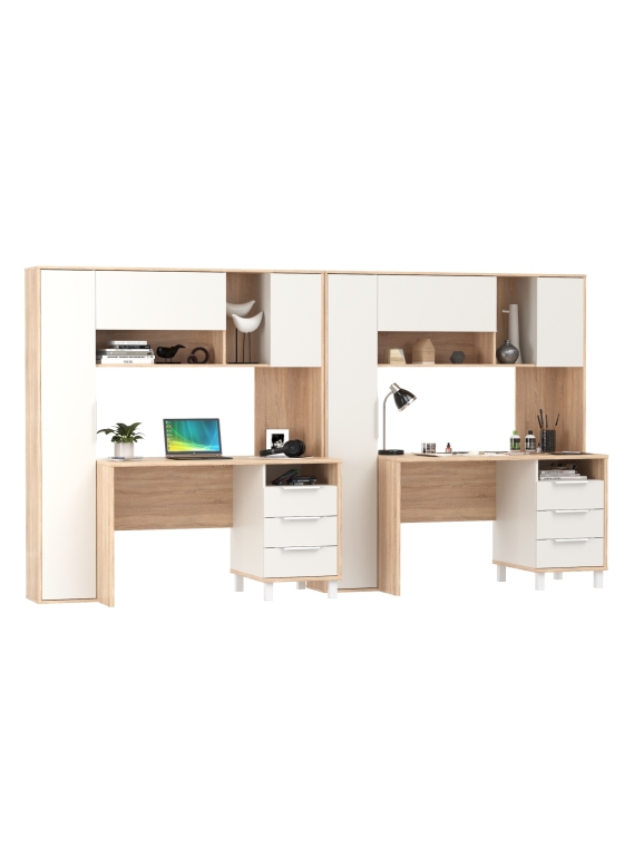 Стол компьютерный Комфорт 12.95N + Стол компьютерный Комфорт 12.95N, цвет дуб сонома/белый, ШхГхВ 324х60,3х180 см., НЕ универсальная сборка