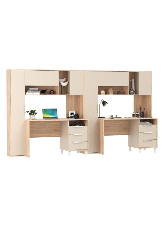 Стол компьютерный Комфорт 12.95N + Стол компьютерный Комфорт 12.95N, цвет дуб сонома/сатин, ШхГхВ 324х60,3х180 см., НЕ универсальная сборка