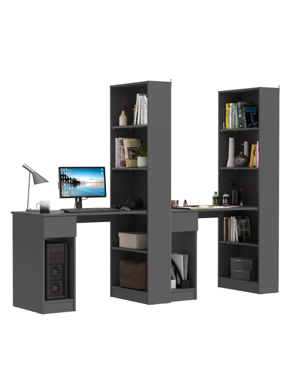 КР100 Лайт Шкаф комбинированный 10.01 + 10.01, цвет тёмно-серый, ШхГхВ 230,6х58,2х179 см., универсальная сборка(обязательно крепление к стене)