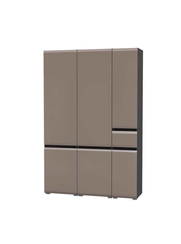 Сидней 13.200 Шкаф 2 штуки + Шкаф с ящиком 13.202, цвет корпус: антрацит/фасады: МДФ веллюто капучино, ШхГхВ 135х41,3х205,2 см., универсальная сборка