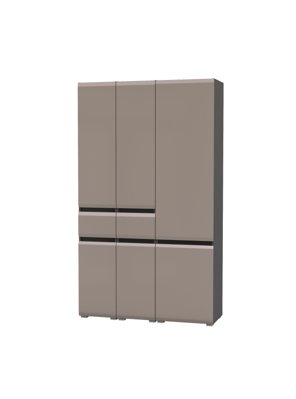 Сидней 13.202 Шкаф с ящиком 2 штуки + Шкаф 13.200, цвет корпус: антрацит/фасады: МДФ веллюто капучино, ШхГхВ 120х41,3х205,2 см., универсальная сборка