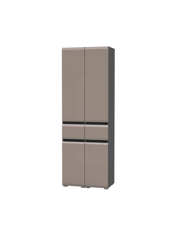 Сидней 13.202 Шкаф с ящиком 2 штуки, цвет корпус: антрацит/фасады: МДФ веллюто капучино, ШхГхВ 70х41,3х205,2 см., универсальная сборка