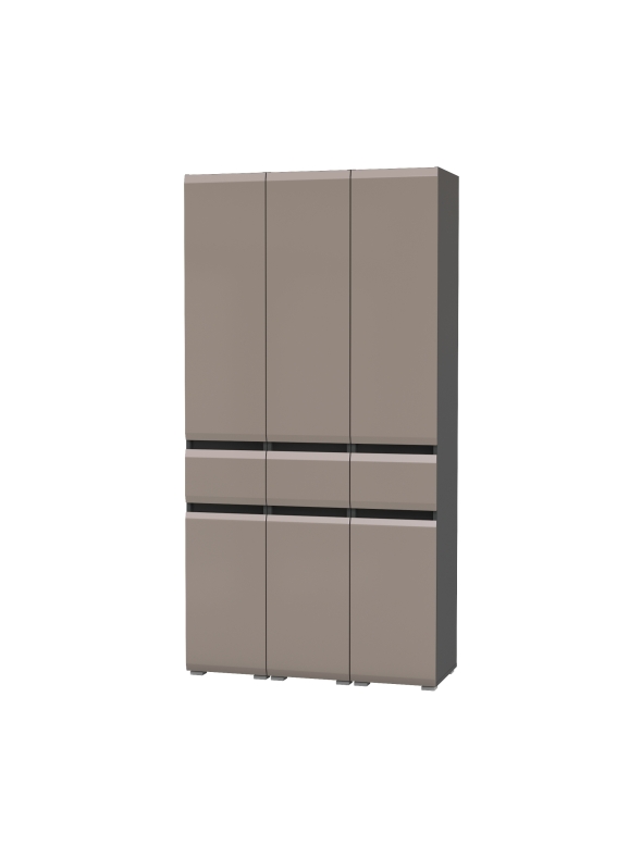 Сидней 13.202 Шкаф с ящиком 3 штуки, цвет корпус: антрацит/фасады: МДФ веллюто капучино, ШхГхВ 105х41,3х205,2 см., универсальная сборка