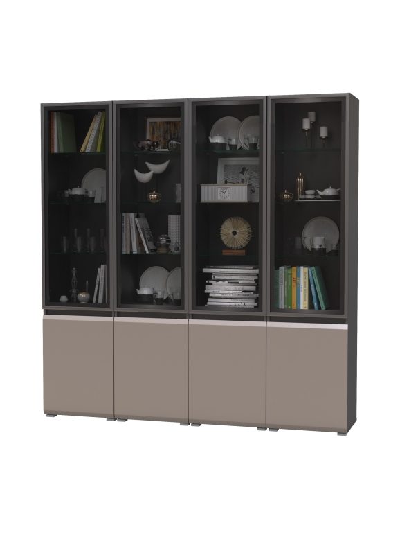 Сидней Комплектация № 018, цвет корпус: антрацит/фасады: МДФ веллюто капучино, ШхГхВ 200х41,3х205,2 см., универсальная сборка