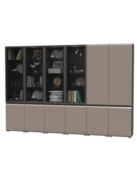 Сидней Комплектация № 019, цвет корпус: антрацит/фасады: МДФ веллюто капучино, ШхГхВ 300х41,3х205,2 см., универсальная сборка