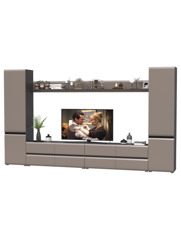 Сидней Комплектация № 101, цвет корпус: антрацит/фасады: МДФ веллюто капучино, ШхГхВ 359,8х41,3х205,2 см., универсальная сборка