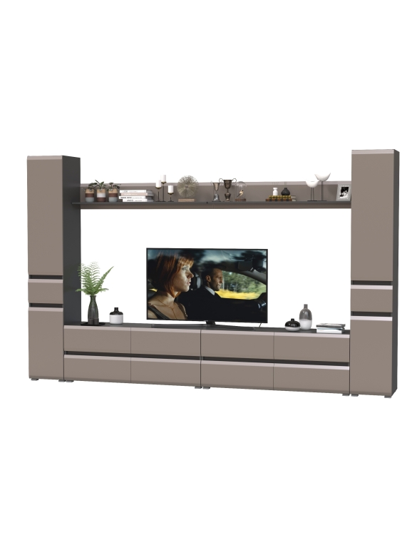 Сидней Комплектация № 106, цвет корпус: антрацит/фасады: МДФ веллюто капучино, ШхГхВ 329,8х41,3х205,2 см., универсальная сборка