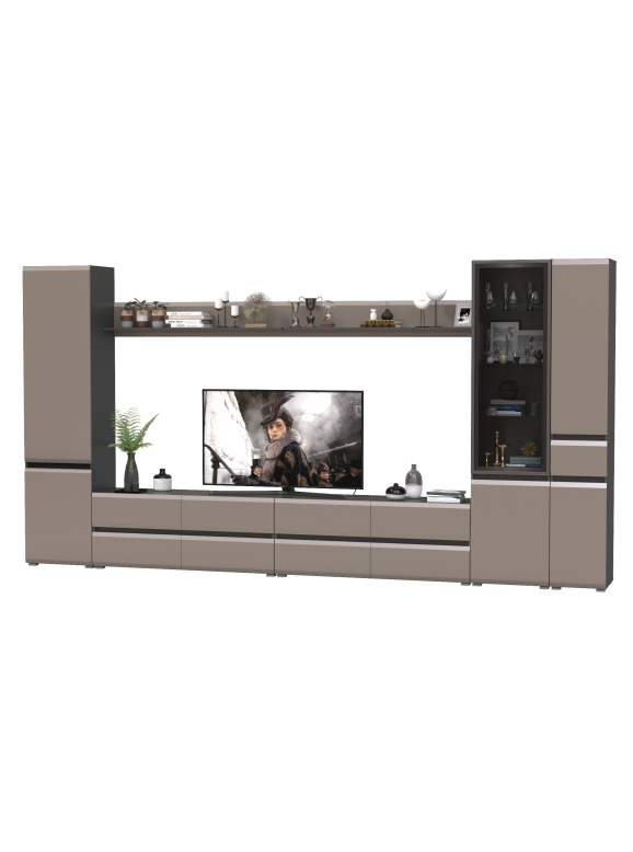 Сидней Комплектация № 109, цвет корпус: антрацит/фасады: МДФ веллюто капучино, ШхГхВ 394,8х41,3х205,2 см., универсальная сборка