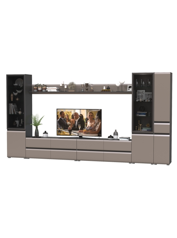 Сидней Комплектация № 110, цвет корпус: антрацит/фасады: МДФ веллюто капучино, ШхГхВ 394,8х41,3х205,2 см., универсальная сборка