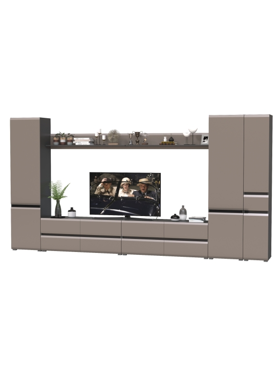 Сидней Комплектация № 111, цвет корпус: антрацит/фасады: МДФ веллюто капучино, ШхГхВ 394,8х41,3х205,2 см., универсальная сборка