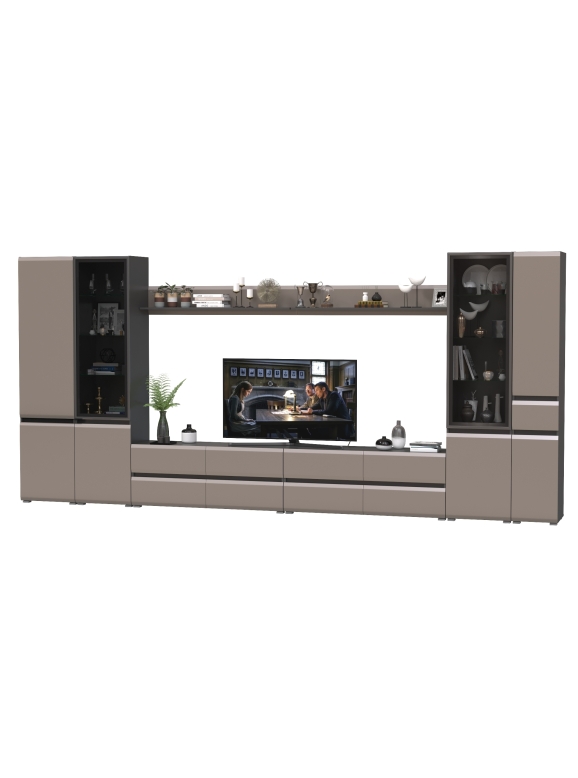 Сидней Комплектация № 112, цвет корпус: антрацит/фасады: МДФ веллюто капучино, ШхГхВ 444,8х41,3х205,2 см., универсальная сборка