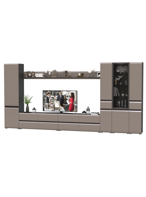 Сидней Комплектация № 113, цвет корпус: антрацит/фасады: МДФ веллюто капучино, ШхГхВ 429,8х41,3х205,2 см., универсальная сборка