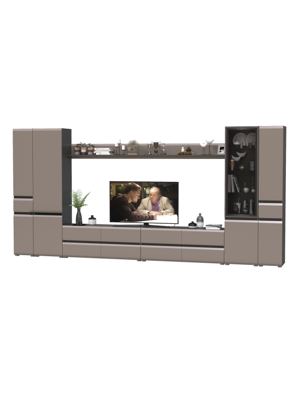 Сидней Комплектация № 114, цвет корпус: антрацит/фасады: МДФ веллюто капучино, ШхГхВ 429,8х41,3х205,2 см., универсальная сборка