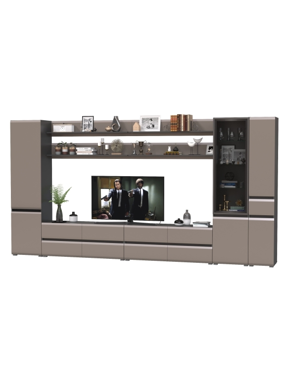 Сидней Комплектация № 115, цвет корпус: антрацит/фасады: МДФ веллюто капучино, ШхГхВ 394,8х41,3х205,2 см., универсальная сборка