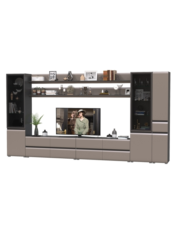 Сидней Комплектация № 116, цвет корпус: антрацит/фасады: МДФ веллюто капучино, ШхГхВ 394,8х41,3х205,2 см., универсальная сборка