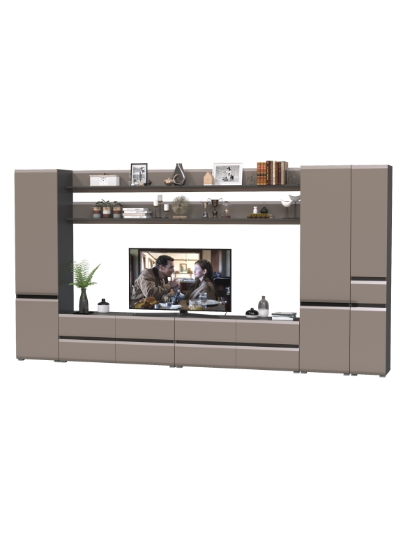 Сидней Комплектация № 117, цвет корпус: антрацит/фасады: МДФ веллюто капучино, ШхГхВ 394,8х41,3х205,2 см., универсальная сборка