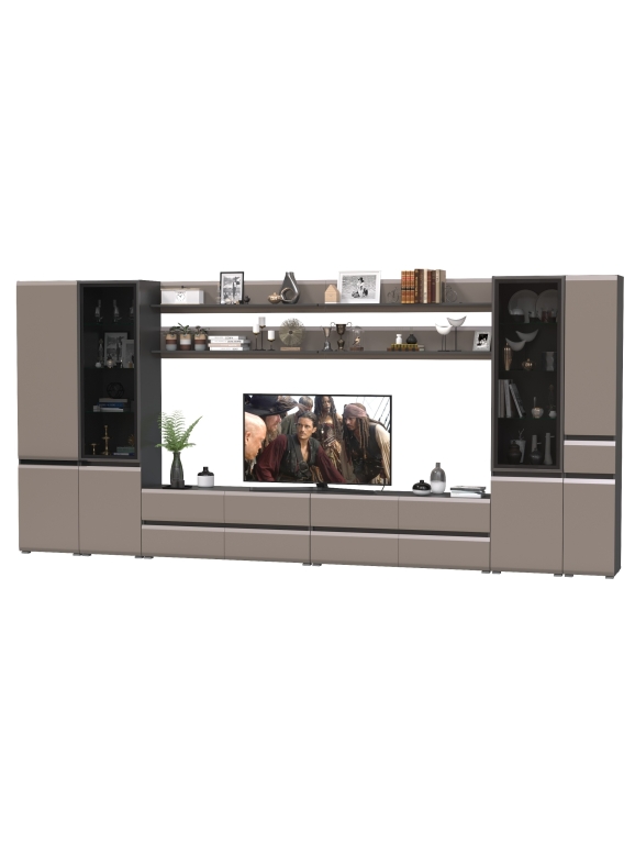 Сидней Комплектация № 118, цвет корпус: антрацит/фасады: МДФ веллюто капучино, ШхГхВ 444,8х41,3х205,2 см., универсальная сборка