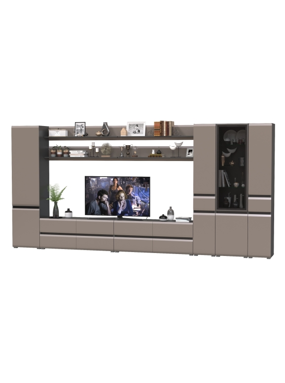 Сидней Комплектация № 119, цвет корпус: антрацит/фасады: МДФ веллюто капучино, ШхГхВ 429,8х41,3х205,2 см., универсальная сборка