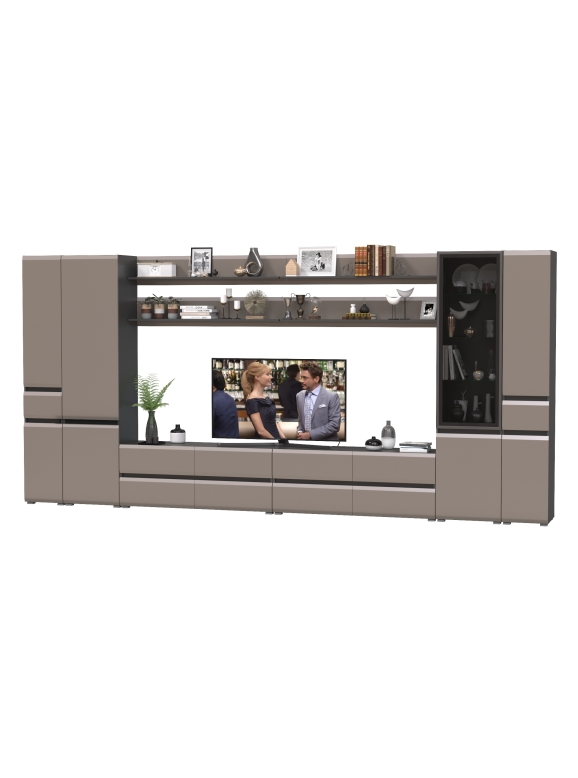 Сидней Комплектация № 120, цвет корпус: антрацит/фасады: МДФ веллюто капучино, ШхГхВ 429,8х41,3х205,2 см., универсальная сборка