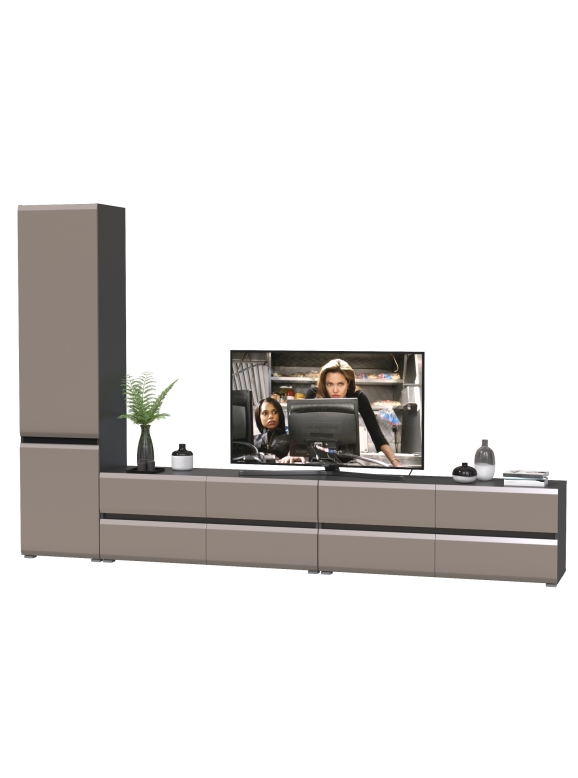 Сидней Комплектация № 127, цвет корпус: антрацит/фасады: МДФ веллюто капучино, ШхГхВ 309,8х41,3х205,2 см., универсальня сборка