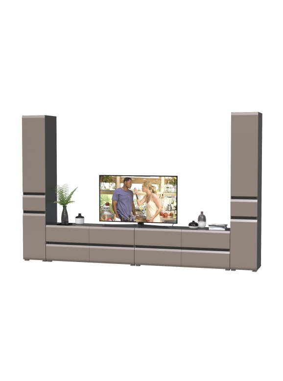 Сидней Комплектация № 133, цвет корпус: антрацит/фасады: МДФ веллюто капучино, ШхГхВ 329,8х41,3х205,2 см., универсальня сборка