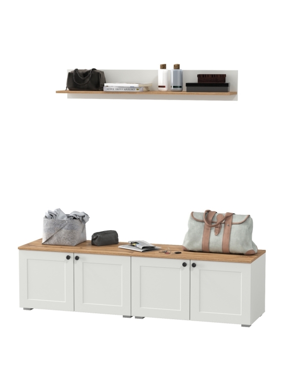 Остин Прихожая 64, цвет белый шагрень/дуб крафт золотой, ШхГхВ 160х41,9х160 см.