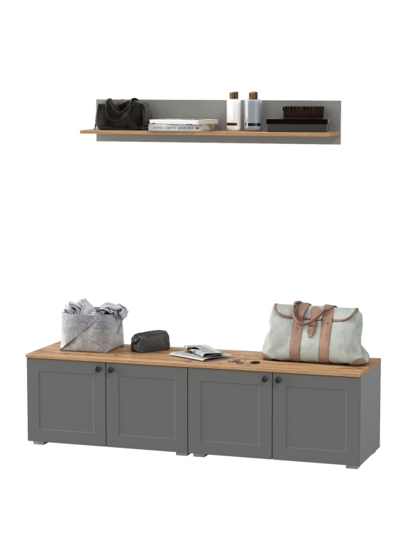 Остин Прихожая 64, цвет серый графит/дуб крафт золотой, ШхГхВ 160х41,9х160 см.