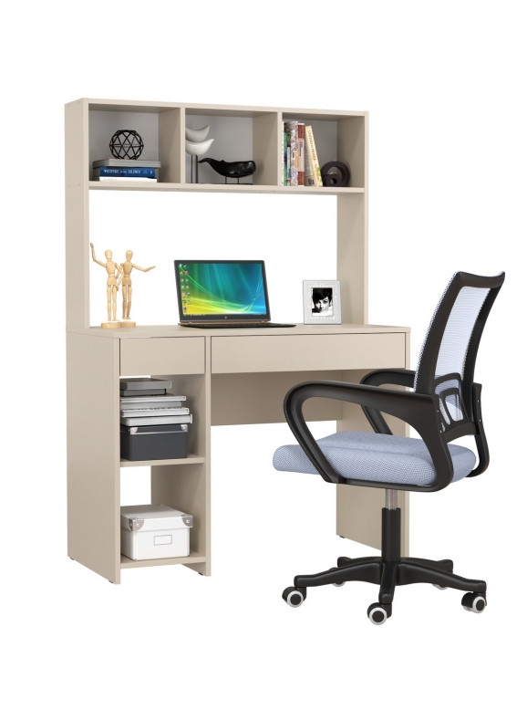 КР100 Стол компьютерный Комфорт 12.77F + кресло 103 серое, цвет сатин, ШхГхВ 100х49,8х147 см., универсальная сборка