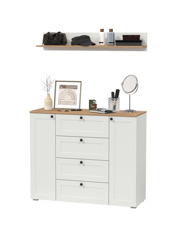 Остин Прихожая 72, цвет белый шагрень/дуб крафт золотой, ШхГхВ 120х41,9х160 см.