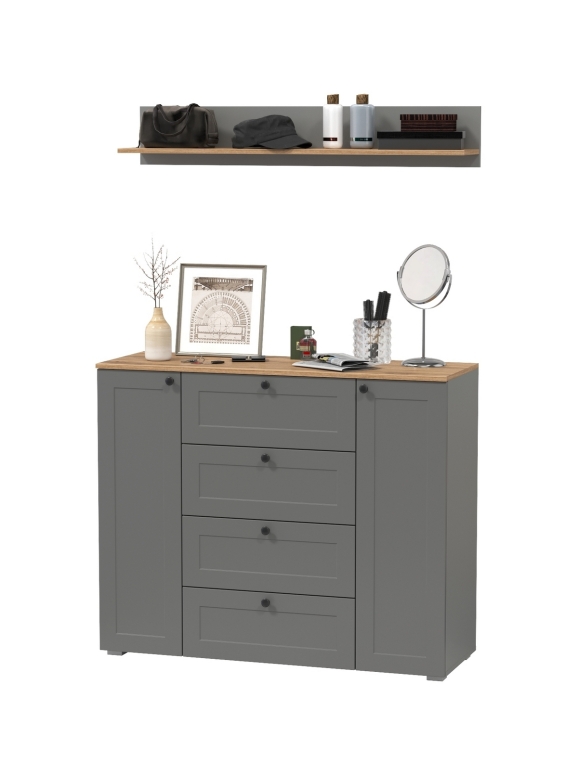 Остин Прихожая 72, цвет серый графит/дуб крафт золотой, ШхГхВ 120х41,9х160 см.