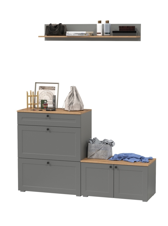 Остин Прихожая 65, цвет серый графит/дуб крафт золотой, ШхГхВ 160х41,9х160 см., универсальная сборка