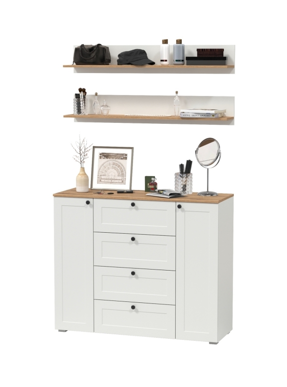 Остин Прихожая 71, цвет белый шагрень/дуб крафт золотой, ШхГхВ 120х41,9х180 см.