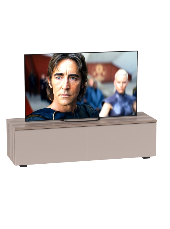 Роквуд Тумба под ТВ 16.54.02, цвет корпус ДСП эмили блаш/фасады МДФ крем, ШхГхВ 115,3х36,8х32 см.