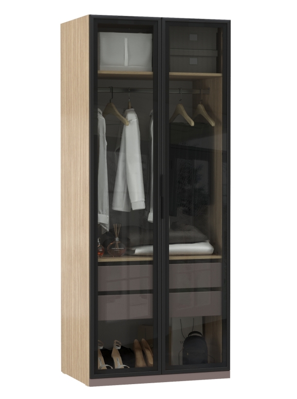 Амьен Шкаф-витрина 16.395, цвет плейн/веллюто капучино, ШхГхВ 87,5х59,2х213,5 см.