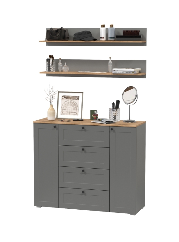 Остин Прихожая 71, цвет серый графит/дуб крафт золотой, ШхГхВ 120х41,9х180 см.