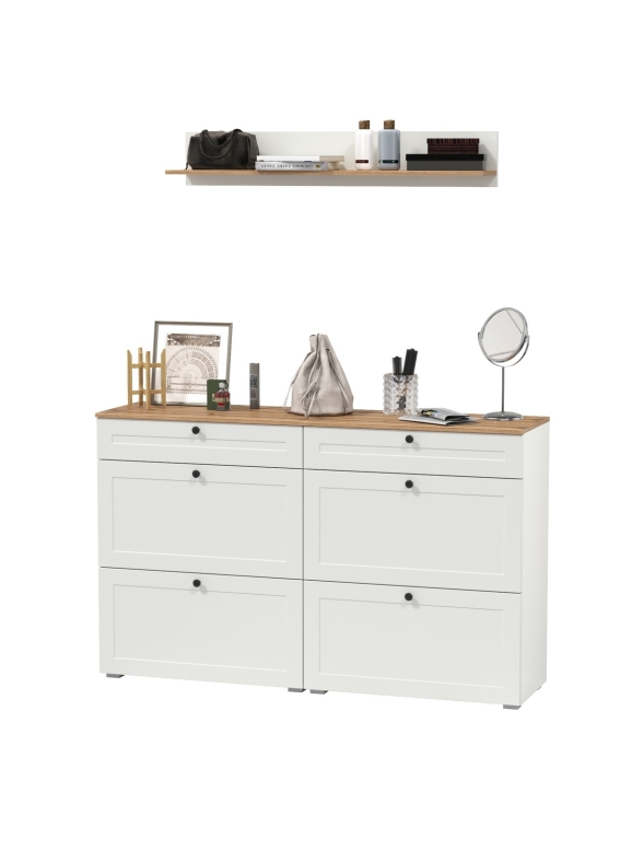 Остин Прихожая 66, цвет белый шагрень/дуб крафт золотой, ШхГхВ 160х41,6х160 см.